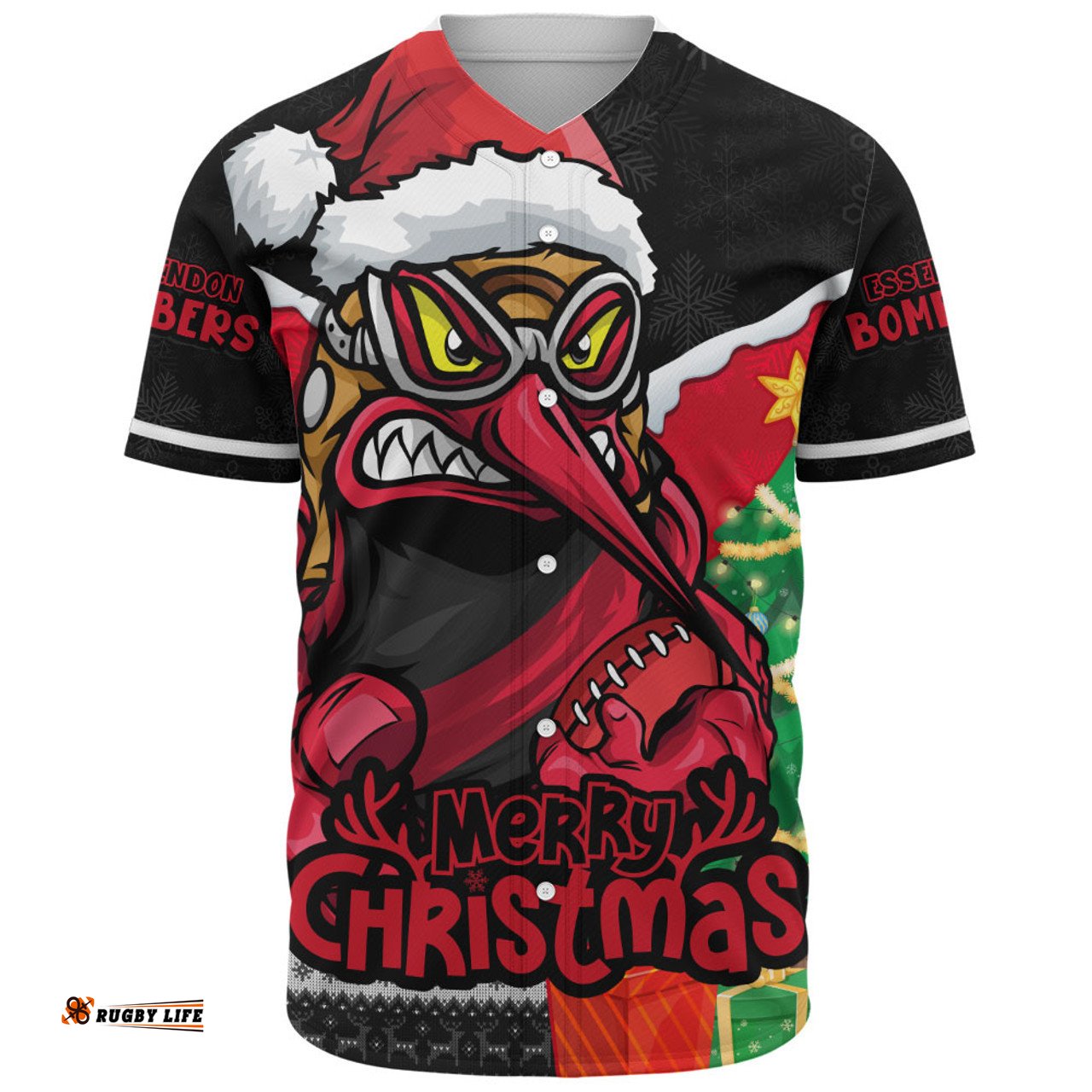 Amazing Aussie Essendon Santa Scoring Touchdown On Christmas Game Day Baseball Shirt