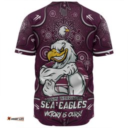 Amazing Aussie Manly Warringah Sea Eagles Aboriginal Pattern Inspired Victory Is Ours Baseball Shirt