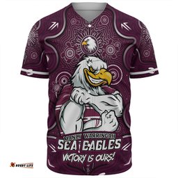 Amazing Aussie Manly Warringah Sea Eagles Aboriginal Pattern Inspired Victory Is Ours Baseball Shirt