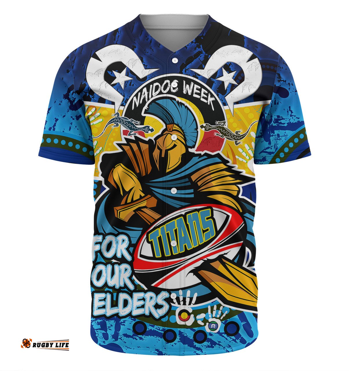 Amazing Aussie Gold Coast Titans Naidoc Week Custom Gold Coast Titans Naidoc Week For Our Elders Dot Art Style Baseball Shirt