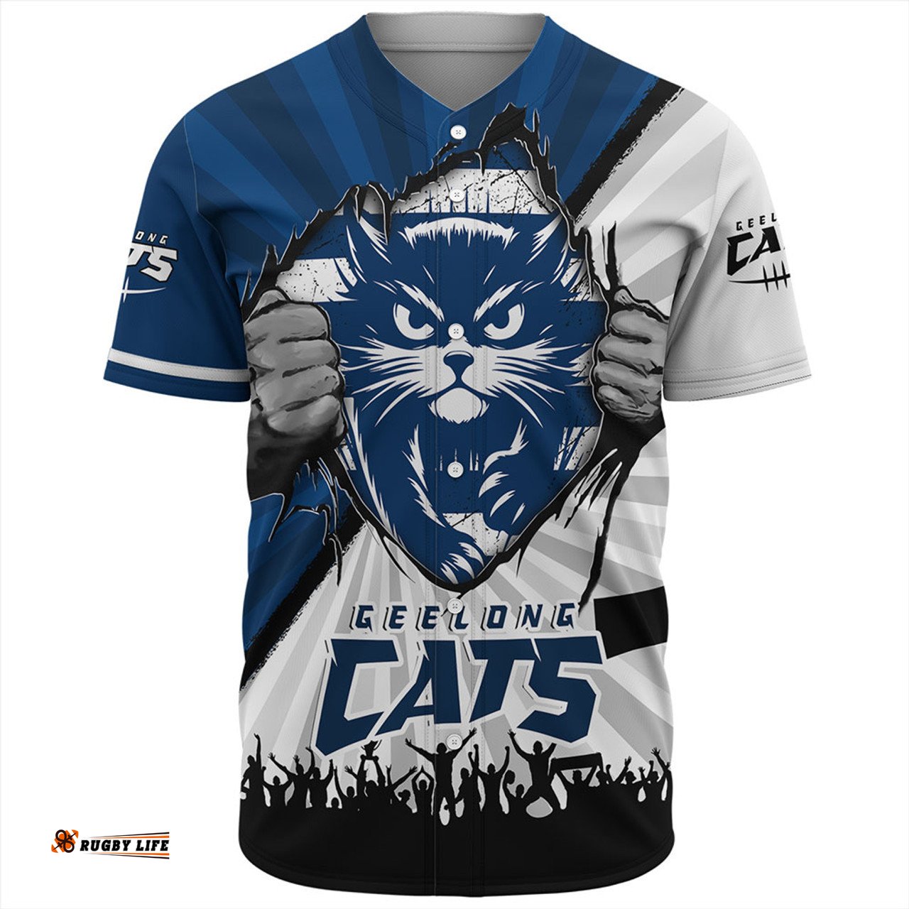 Amazing Aussie Geelong Cats Breaking Through Fan Design Baseball Shirt