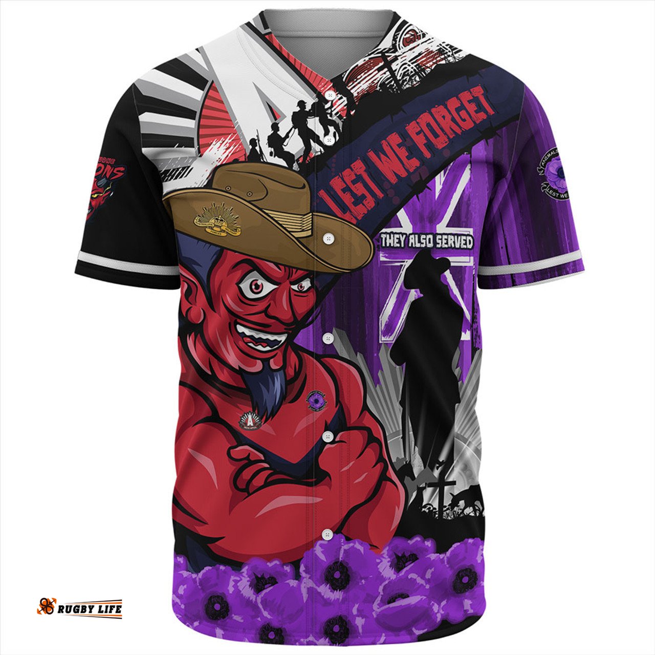 Amazing Aussie Melbourne ANZAC Day Honor Purple Valor And Spirit Baseball Shirt