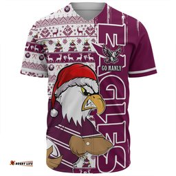 Amazing Aussie Manly Warringah Sea Eagles Merry Ugly Xmas Nordic Pattern Style Baseball Shirt