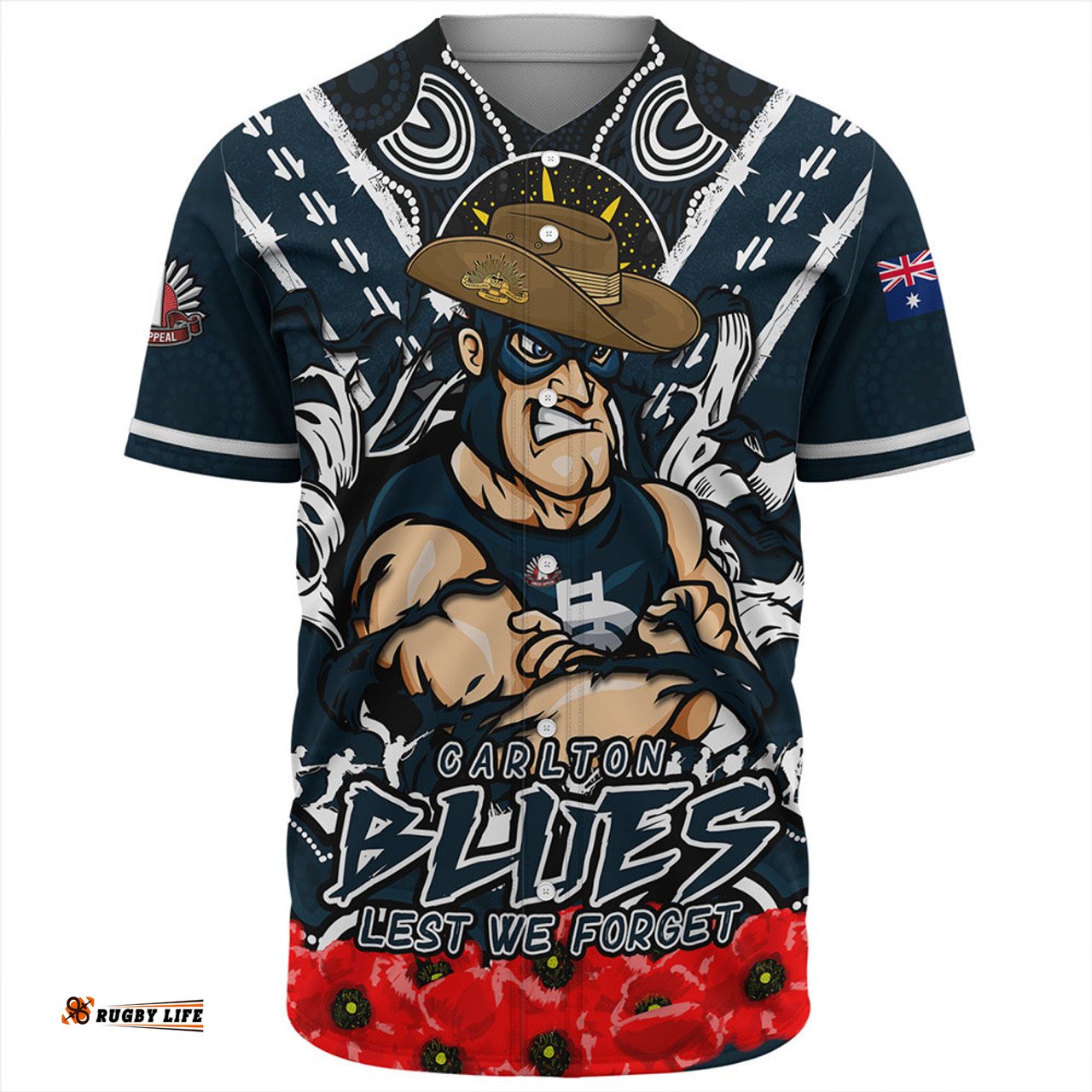 Amazing Aussie Carlton Ripped Legacy Of The Game The ANZAC Spirit Lives On Baseball Shirt