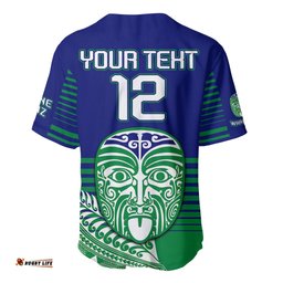 Custom Warriors New Zealand Rugby Baseball Jersey Shirt Maori Face Ta Moko Simple Style