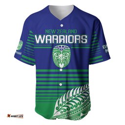 Custom Warriors New Zealand Rugby Baseball Jersey Shirt Maori Face Ta Moko Simple Style