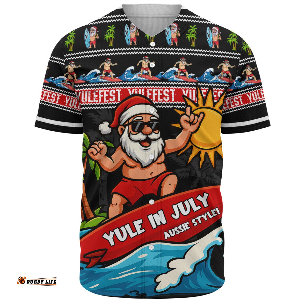 Amazing Aussie Australia Santa's Yule Wave Ride Baseball Shirt