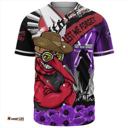 Amazing Aussie Essendon ANZAC Day Honor Purple Valor And Spirit Baseball Shirt