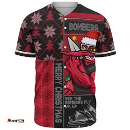 Amazing Aussie Essendon Merry Christmas Knit Style Festive Spirit Baseball Shirt