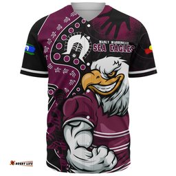 Amazing Aussie Manly Warringah Sea Eagles NAIDOC Indigenous Warrior Spirit Baseball Shirt