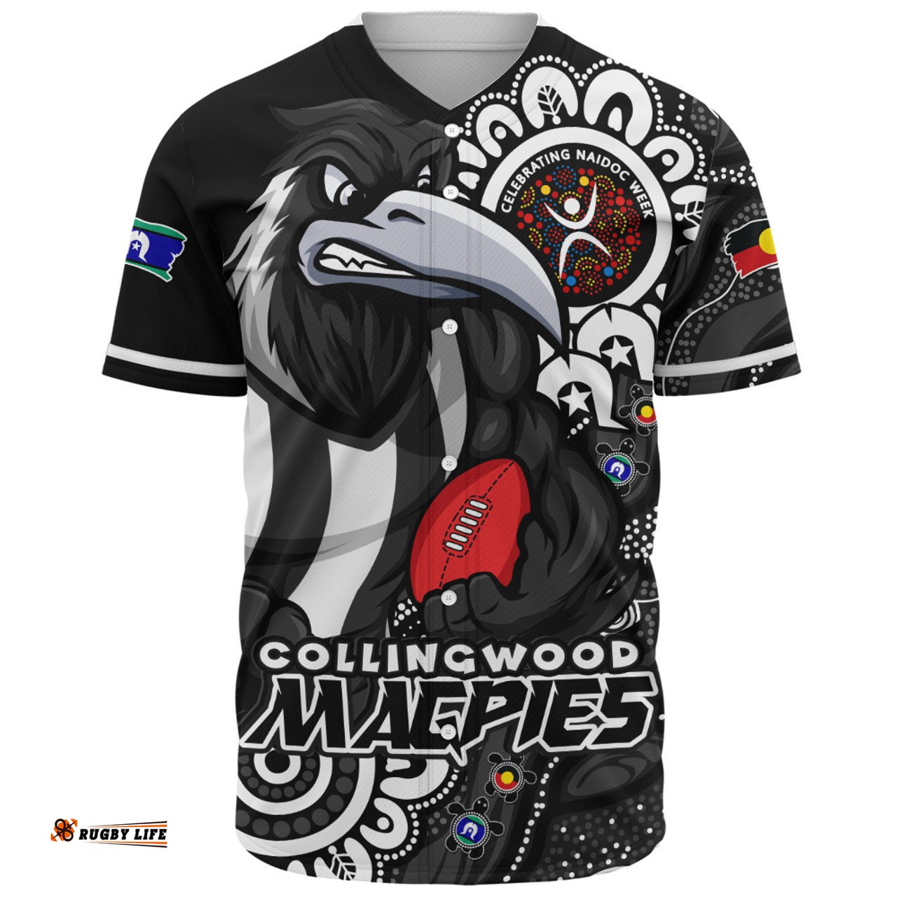 Amazing Aussie Collingwood Power Through Generations NAIDOC Edition Baseball Shirt