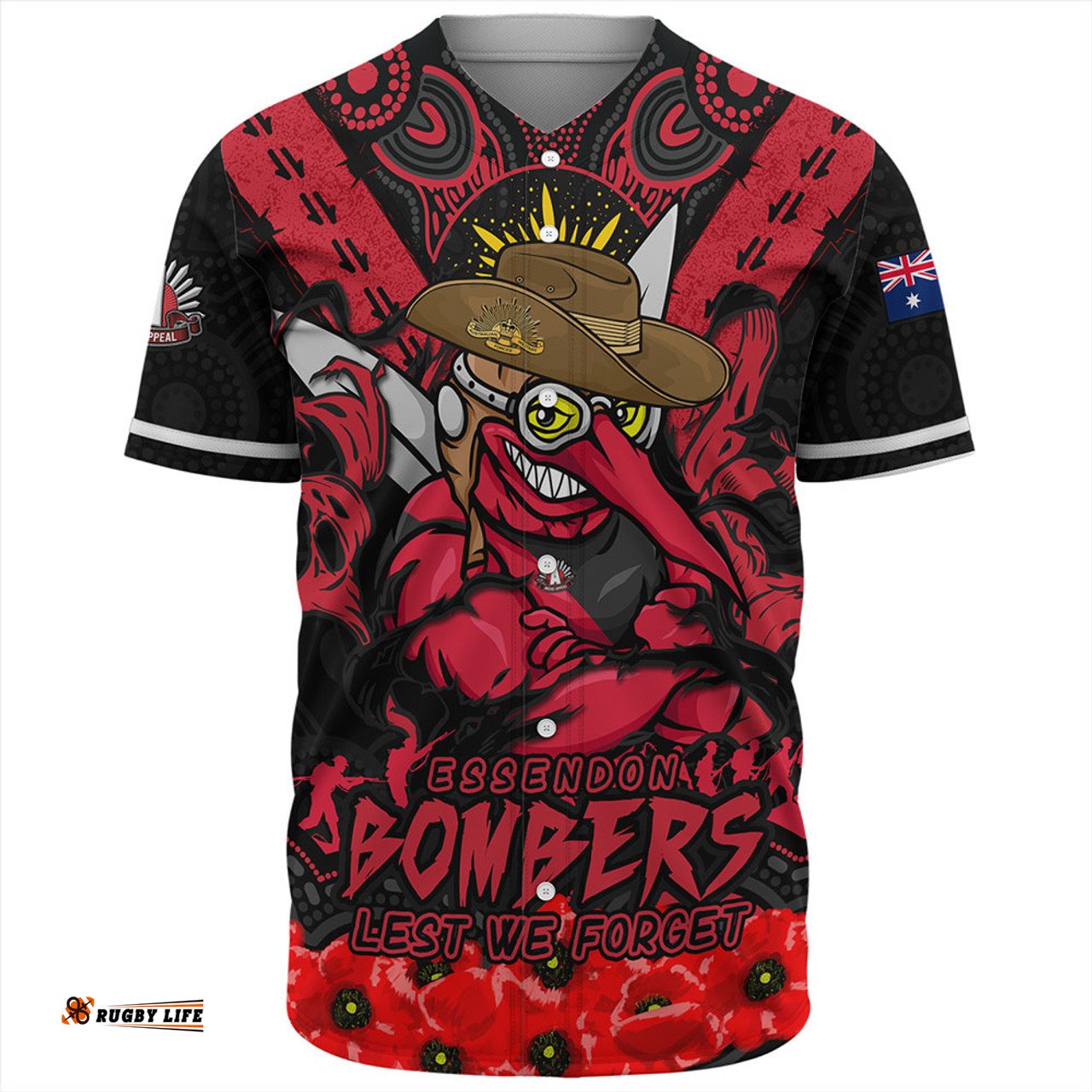 Amazing Aussie Essendon Ripped Legacy Of The Game The ANZAC Spirit Lives On Baseball Shirt