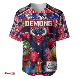 Custom Demons Football Merry Christmas Baseball Jersey Shirt Indigenous Australian Art