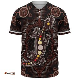 Amazing Aussie Indigenous Australian Aboriginal Aboriginal Gecko Dreaming Path Baseball Shirt
