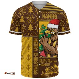 Amazing Aussie Hawthorn Merry Christmas Knit Style Festive Spirit Baseball Shirt