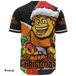 Amazing Aussie GWS GIANTS Santa Scoring Touchdown On Christmas Game Day Baseball Shirt