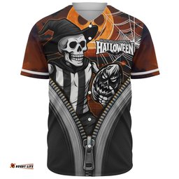 Amazing Aussie Collingwood Halloween Night Reaper Zipper Baseball Shirt
