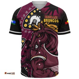 Amazing Aussie Brisbane Broncos NAIDOC Indigenous Warrior Spirit Baseball Shirt