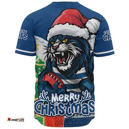 Amazing Aussie Geelong Cats Santa Scoring Touchdown On Christmas Game Day Baseball Shirt