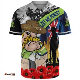 Amazing Aussie Canberra Raiders United In Spirit Anzac Day Tribute Baseball Shirt