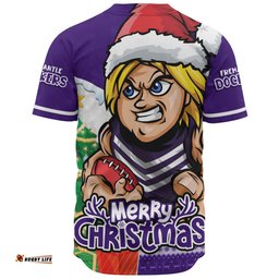 Amazing Aussie Fremantle Santa Scoring Touchdown On Christmas Game Day Baseball Shirt