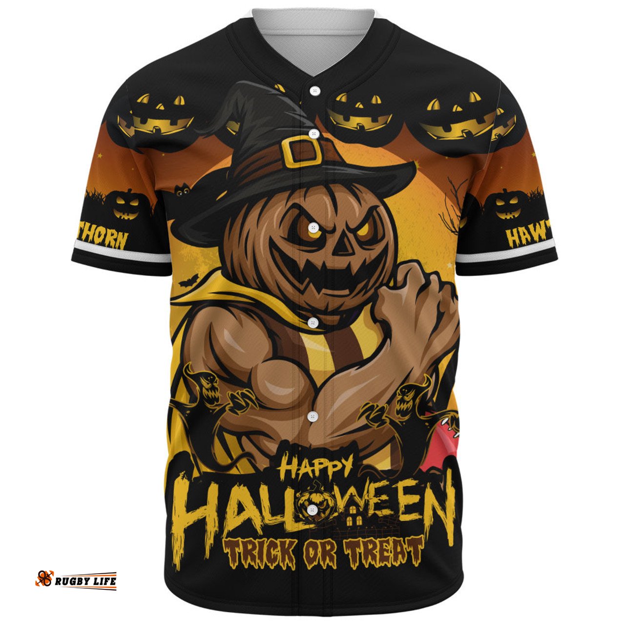 Amazing Aussie Hawthorn Dark Pumpkin Halloween Spirit Baseball Shirt