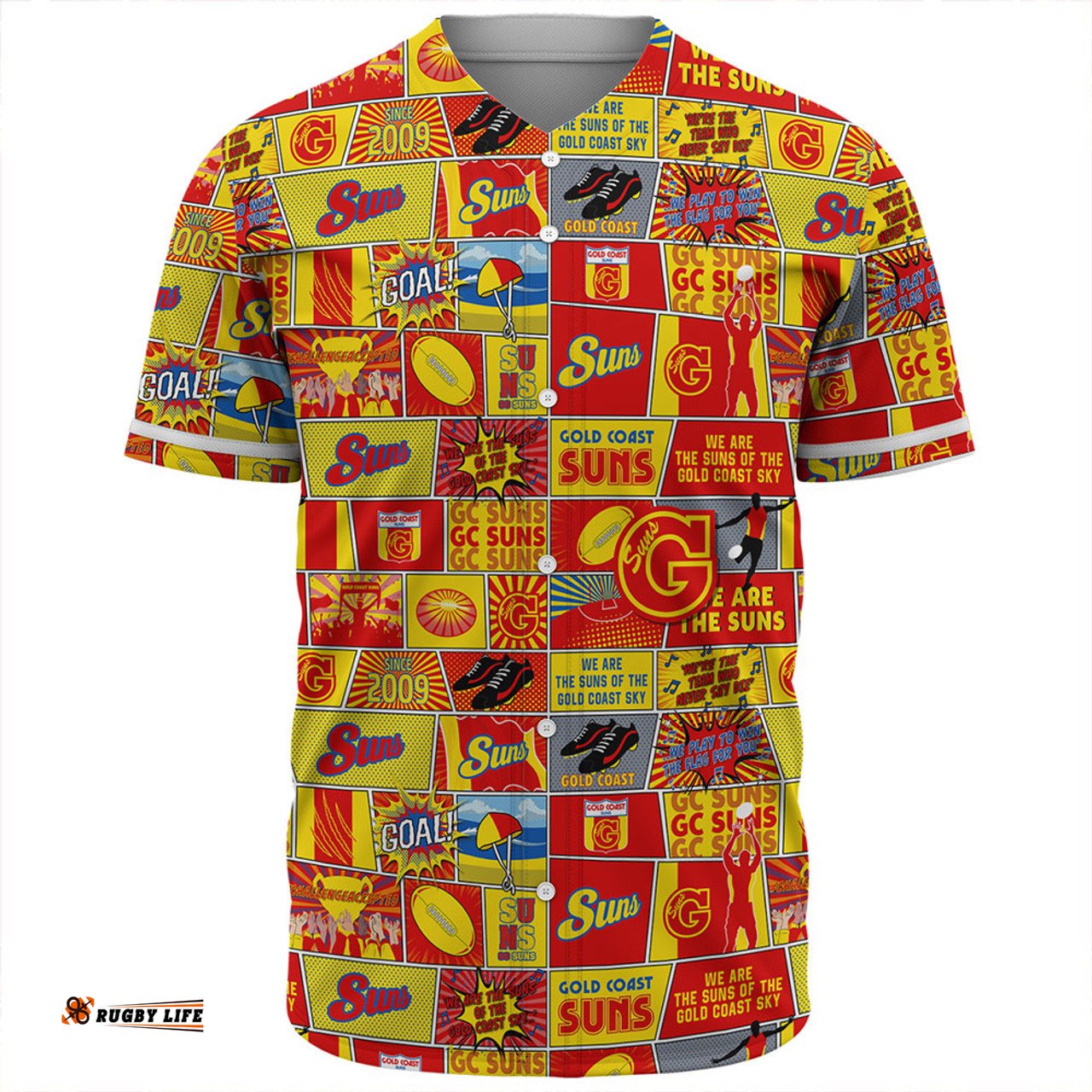 Amazing Aussie Gold Coast SUNS Legacy Of The Pride Comic Style Baseball Shirt