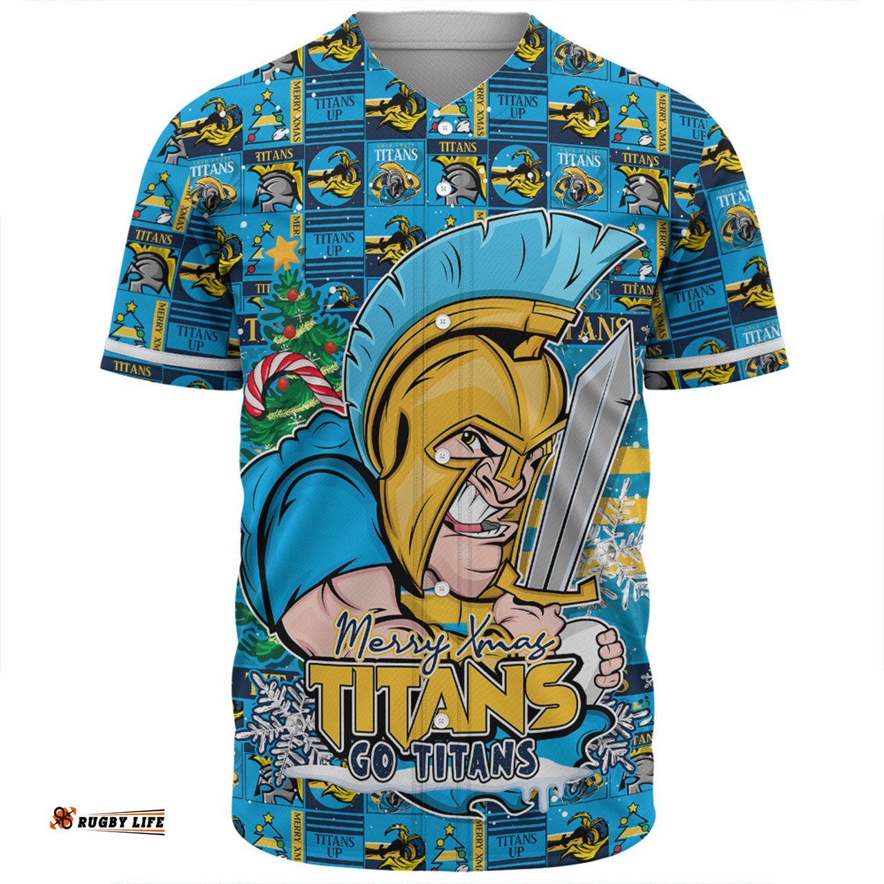 Amazing Aussie Gold Coast Titans Merry Ugly Christmas Comic Style Baseball Shirt