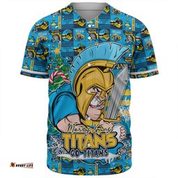 Amazing Aussie Gold Coast Titans Merry Ugly Christmas Comic Style Baseball Shirt