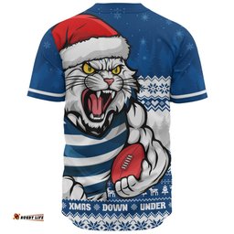 Amazing Aussie Geelong Cats Merry Christmas Down Under Footy Power Style Baseball Shirt