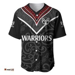 Custom Text And Number New Zealand Warriors Rugby Baseball Jersey Shirt Proud to Maori Warriors