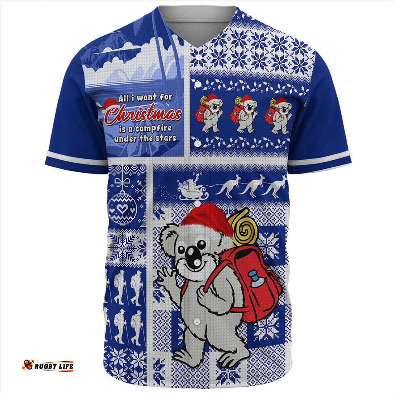 Amazing Aussie Australia Koala Wonderland Christmas Blue Baseball Shirt