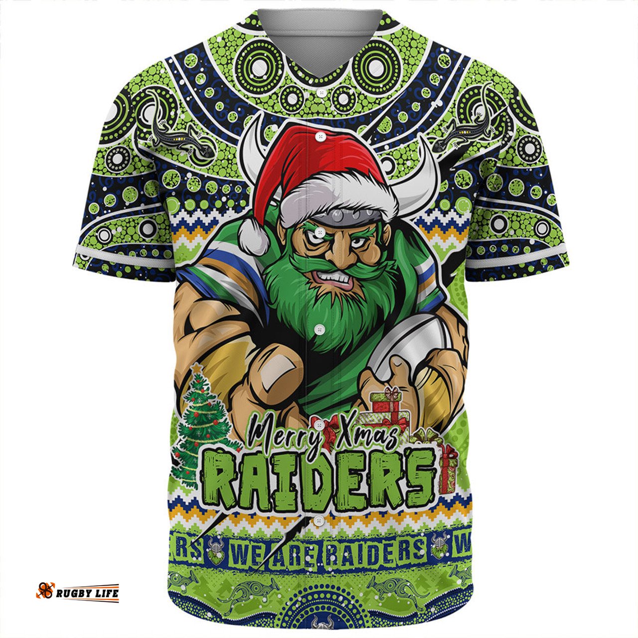 Amazing Aussie Canberra Raiders Aboriginal Xmas Special Ugly Christmas Style Baseball Shirt