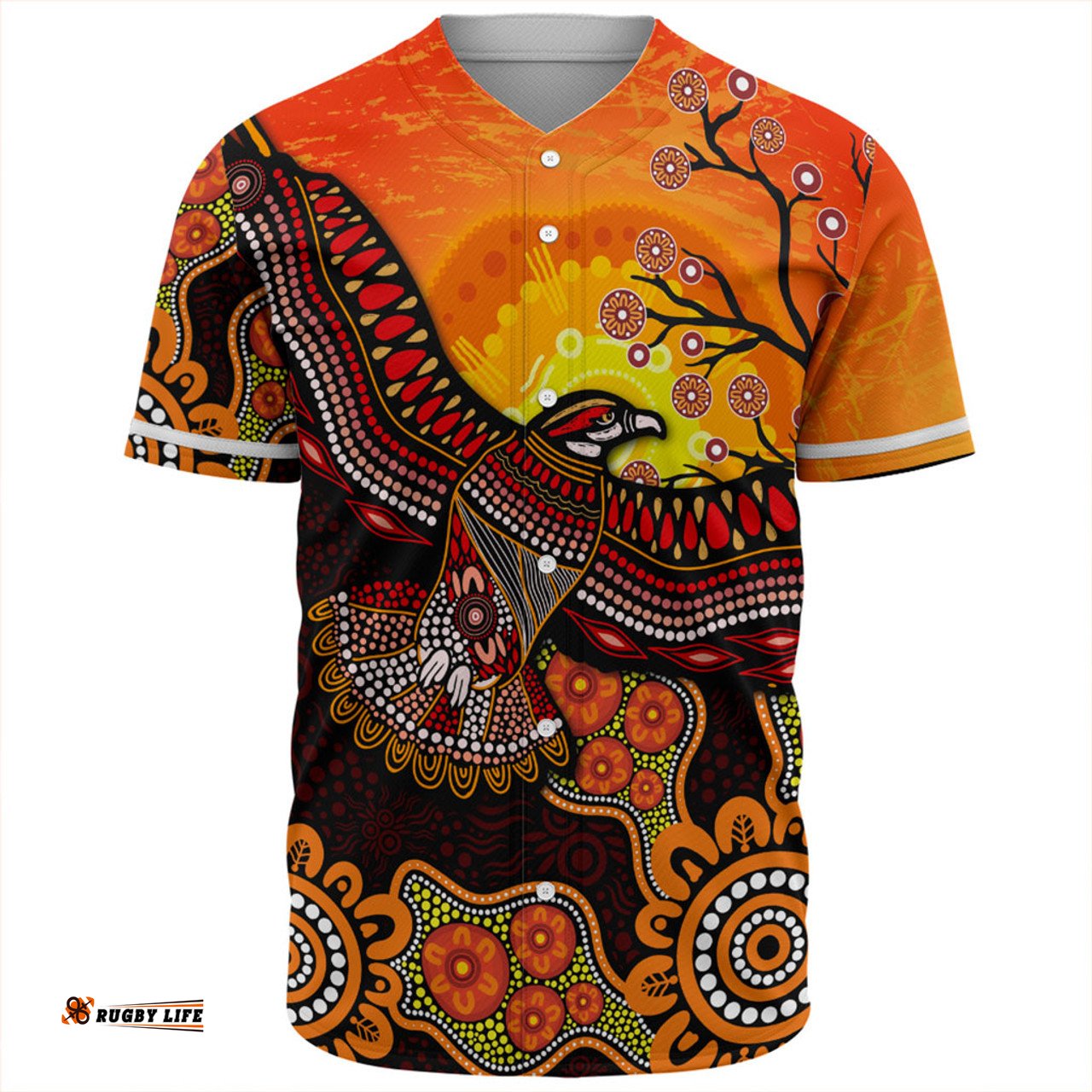 Amazing Aussie Australia Eagle Aboriginal Dot Painting Traditional Baseball Shirt