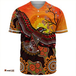Amazing Aussie Australia Eagle Aboriginal Dot Painting Traditional Baseball Shirt