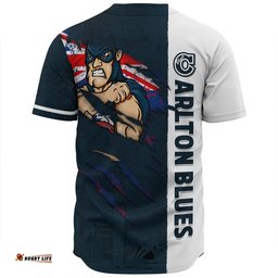 Amazing Aussie Carlton Burning Passion Of Power Scratch Style Baseball Shirt