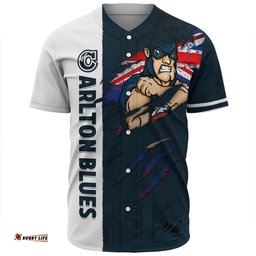 Amazing Aussie Carlton Burning Passion Of Power Scratch Style Baseball Shirt