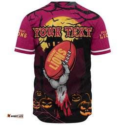 Amazing Aussie Brisbane Lions Full Moon Fever Halloween Supporter Baseball Shirt