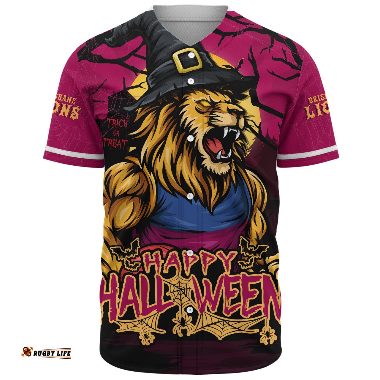 Amazing Aussie Brisbane Lions Full Moon Fever Halloween Supporter Baseball Shirt