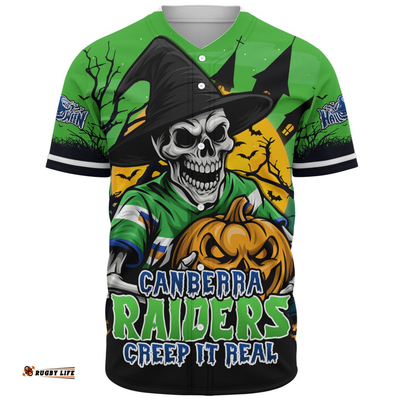 Amazing Aussie Canberra Raiders Dark Moon Rugby Halloween Battle Edition Baseball Shirt
