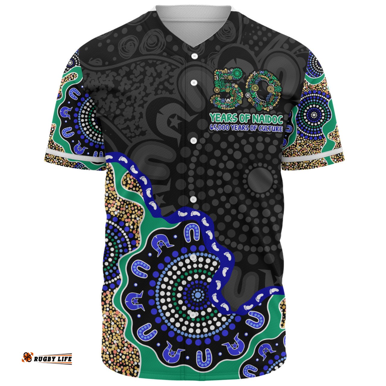 Amazing Aussie Indigenous Australian Aboriginal NAIDOC Fifty Years Cultural Celebration Edition Baseball Shirt