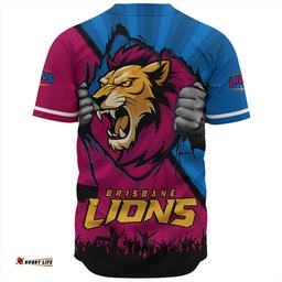 Amazing Aussie Brisbane Lions Breaking Through Fan Design Baseball Shirt