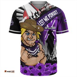 Amazing Aussie Fremantle ANZAC Day Honor Purple Valor And Spirit Baseball Shirt