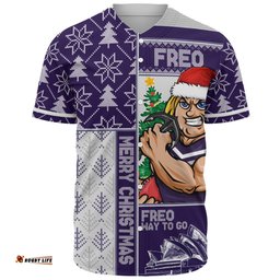 Amazing Aussie Fremantle Merry Christmas Knit Style Festive Spirit Baseball Shirt