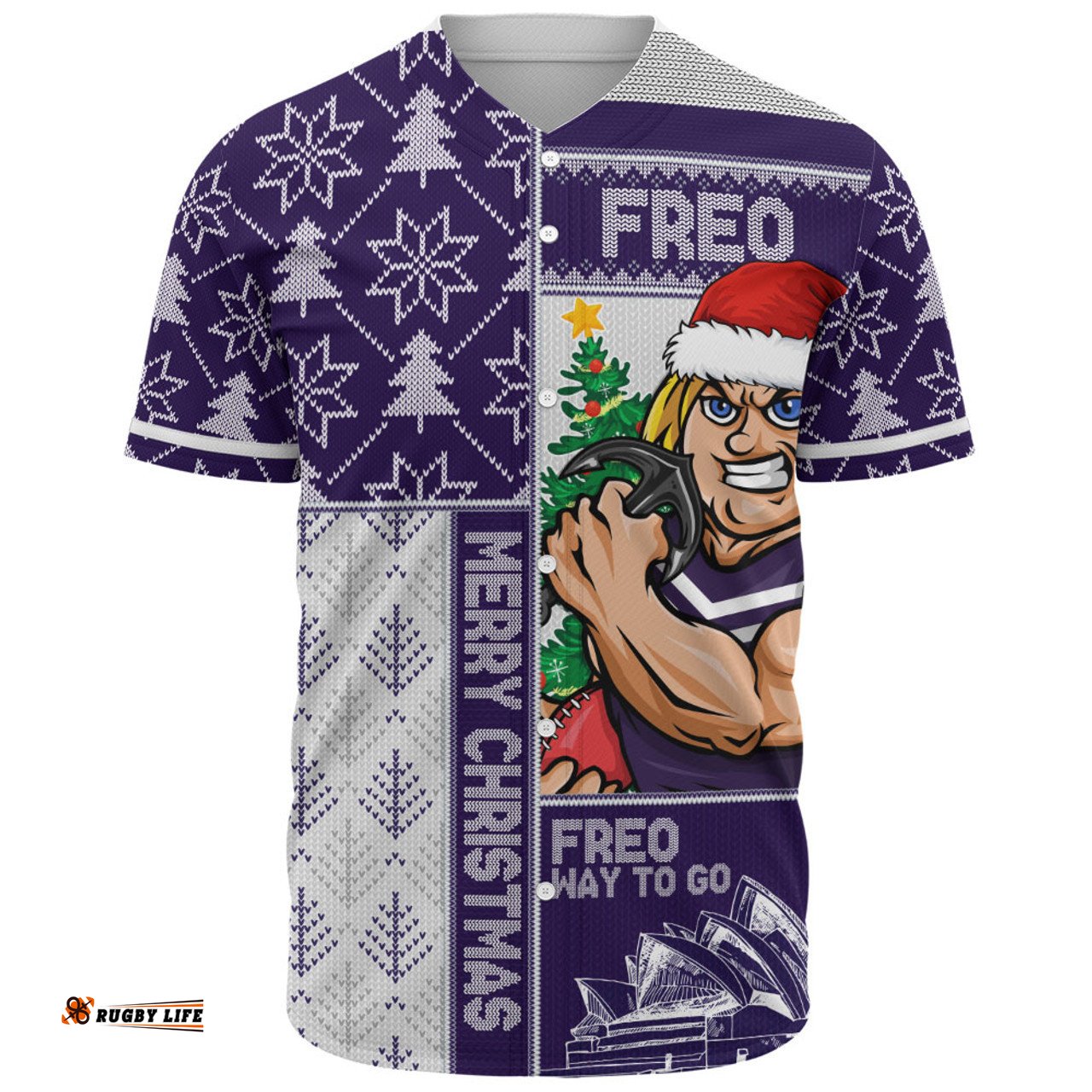 Amazing Aussie Fremantle Merry Christmas Knit Style Festive Spirit Baseball Shirt