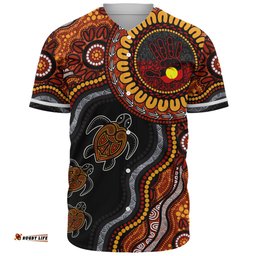Amazing Aussie Indigenous Australian Aboriginal Hand Of The Land Heart Of The Sea Baseball Shirt