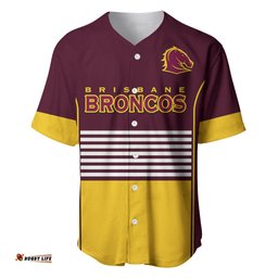Broncos Rugby Baseball Jersey Shirt Sporty Style Maroon Version