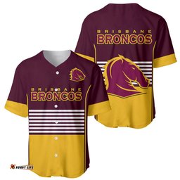 Broncos Rugby Baseball Jersey Shirt Sporty Style Maroon Version