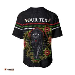 Custom Personalised Panthers Indigenous Baseball Jersey Shirt Version Black Alternate