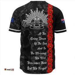 Amazing Aussie Australia Poppy Line Anzac Memorial Black Baseball Shirt